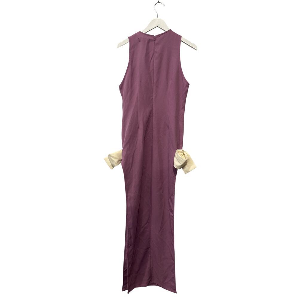 NEW REVOLVE Atoir Size 10 Purple White Cocktail Date Night Split Bow Maxi Dress - Picture 7 of 12
